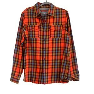 The North Face Mens Medium Flannel Button-Up Plaid Shirt Red/Blue Outdoor
